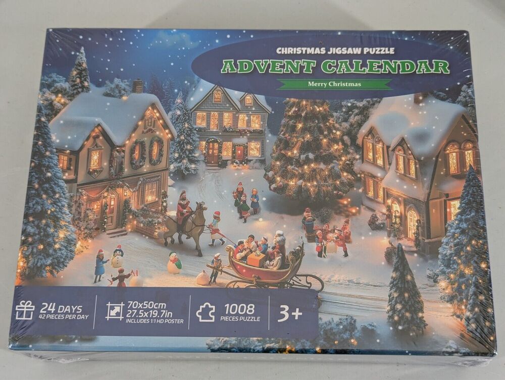 Merry Christmas Advent Calendar Jigsaw Puzzles 1008 pcs Factory Sealed -0125